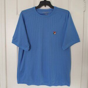FILA "Thomas Reynolds" Mens S/S Blue Perforated Active Crewneck T-Shirt - Large